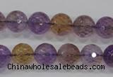 CAN11 15.5 inches 12mm faceted round natural ametrine gemstone beads