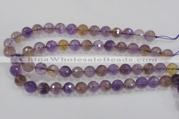 CAN12 15.5 inches 14mm faceted round natural ametrine gemstone beads