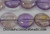 CAN44 15.5 inches 18mm flat round natural ametrine gemstone beads