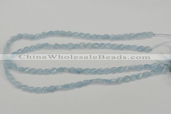 CAQ148 15.5 inches 6*8mm twisted oval natural aquamarine beads