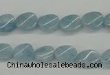 CAQ149 15.5 inches 8*12mm twisted oval natural aquamarine beads