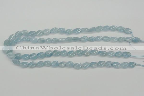 CAQ149 15.5 inches 8*12mm twisted oval natural aquamarine beads