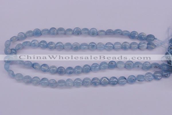 CAQ157 15.5 inches 10mm flat round natural aquamarine beads