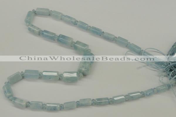 CAQ160 15.5 inches rondelle & faceted column natural aquamarine beads