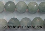 CAQ226 15 inches 14mm faceted round aquamarine beads wholesale