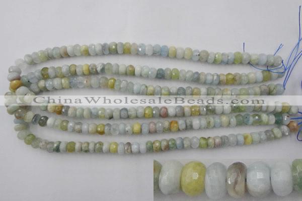 CAQ355 15.5 inches 5*8mm faceted rondelle natural aquamarine beads