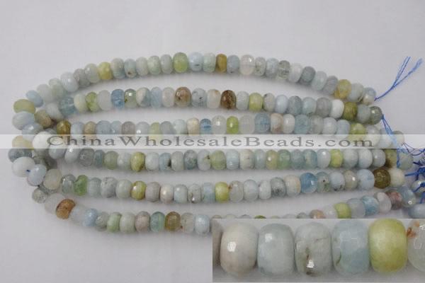 CAQ356 15.5 inches 7*11mm faceted rondelle natural aquamarine beads