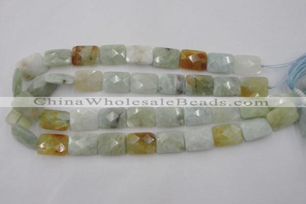 CAQ405 15.5 inches 15*20mm faceted rectangle natural aquamarine beads