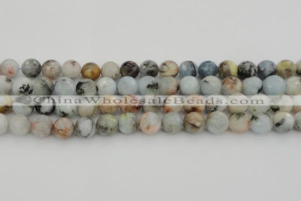 CAQ424 15.5 inches 14mm faceted round natural aquamarine beads