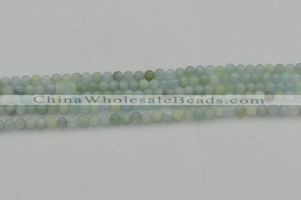 CAQ430 15.5 inches 4mm round natural aquamarine beads wholesale