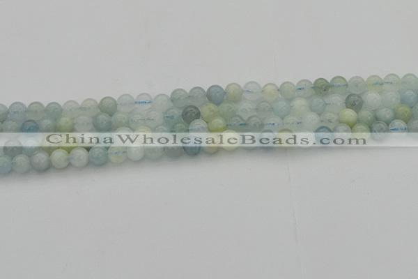 CAQ431 15.5 inches 6mm round natural aquamarine beads wholesale