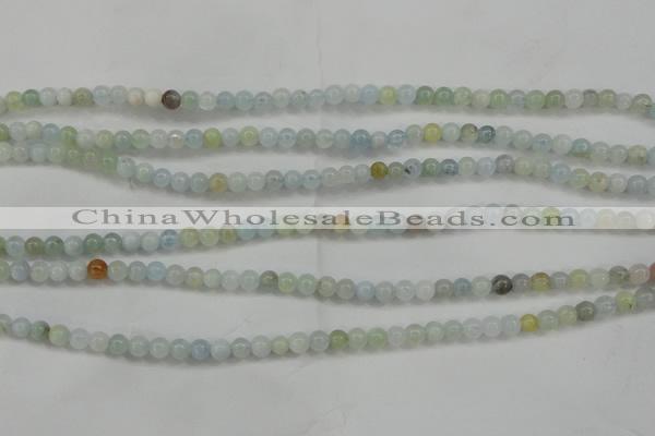 CAQ451 15.5 inches 4mm round aquamarine beads wholesale