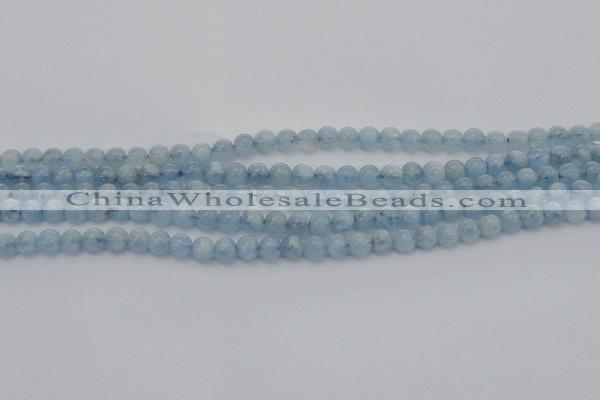 CAQ517 15.5 inches 5mm round AA grade natural aquamarine beads