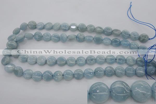 CAQ68 15.5 inches 12*12mm flat round natural aquamarine beads wholesale