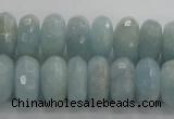 CAQ72 15.5 inches 6*11mm faceted rondelle AB grade aquamarine beads