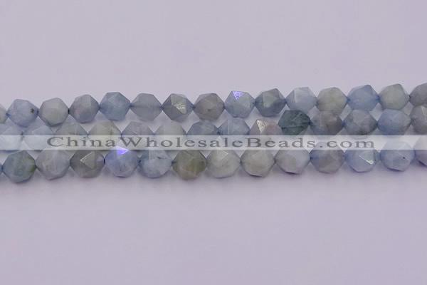 CAQ793 15.5 inches 12mm faceted nuggets aquamarine gemstone beads