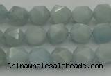 CAQ796 15.5 inches 6mm faceted nuggets aquamarine gemstone beads