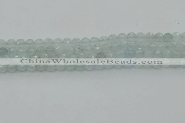 CAQ820 15.5 inches 6mm faceted round aquamarine beads wholesale