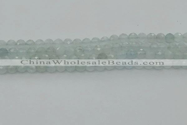 CAQ820 15.5 inches 6mm faceted round aquamarine beads wholesale