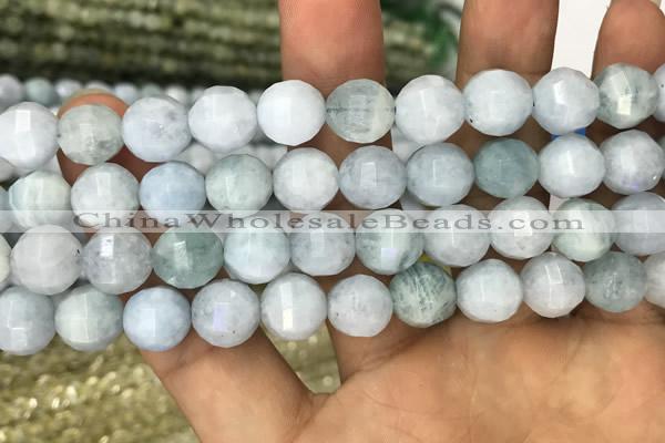 CAQ827 15.5 inches 10mm faceted round natural aquamarine beads