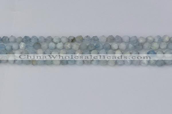 CAQ831 15.5 inches 6mm faceted nuggets aquamarine beads