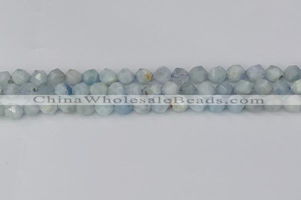 CAQ832 15.5 inches 8mm faceted nuggets aquamarine beads