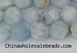 CAQ833 15.5 inches 10mm faceted nuggets aquamarine beads