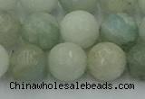 CAQ839 15.5 inches 12mm faceted round aquamarine beads wholesale