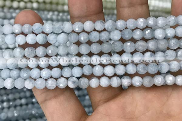CAQ848 15.5 inches 6mm faceted round aquamarine beads wholesale