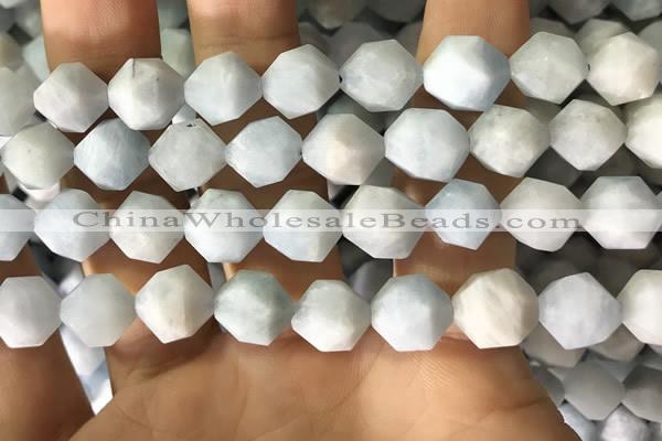 CAQ856 15.5 inches 12mm faceted nuggets aquamarine beads wholesale