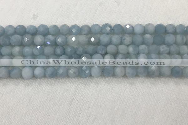 CAQ858 15.5 inches 6mm faceted round aquamarine gemstone beads