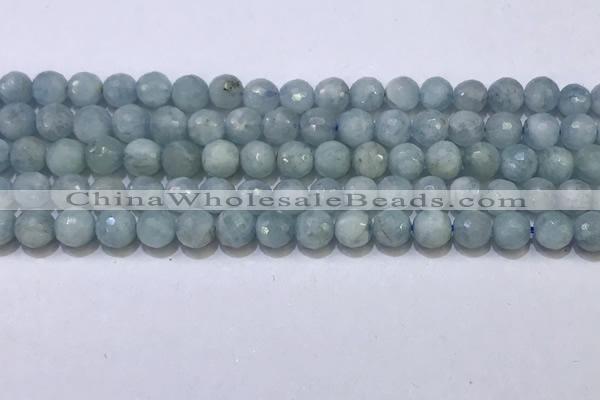 CAQ870 15.5 inches 6mmm faceted round aquamarine beads wholesale