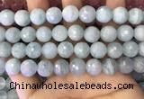 CAQ879 15.5 inches 11mm faceted round aquamarine gemstone beads