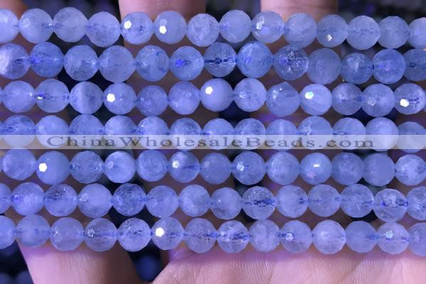 CAQ886 15.5 inches 6mm faceted round natural aquamarine beads