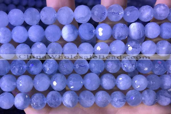 CAQ888 15.5 inches 9mm faceted round natural aquamarine beads