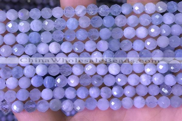 CAQ920 15.5 inches 5mm faceted round aquamarine gemstone beads