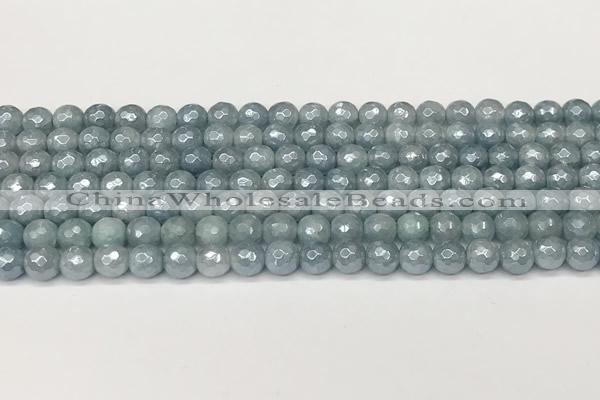 CAQ925 15 inches 6mm faceted round AB-color imitation aquamarine beads