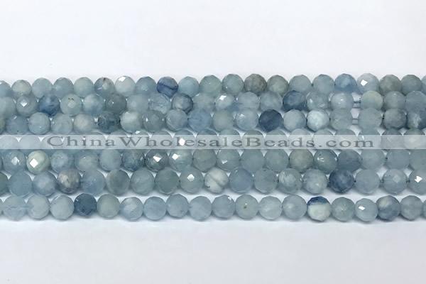 CAQ945 15 inches 6mm faceted round aquamarine beads