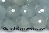CAQ946 15 inches 8mm faceted round aquamarine beads