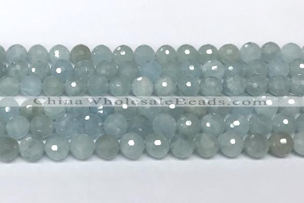 CAQ946 15 inches 8mm faceted round aquamarine beads