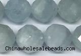 CAQ947 15 inches 10mm faceted round aquamarine beads