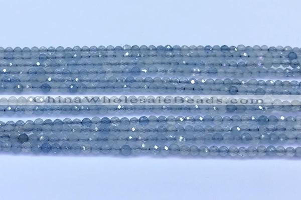 CAQ961 15 inches 3mm faceted round aquamarine beads