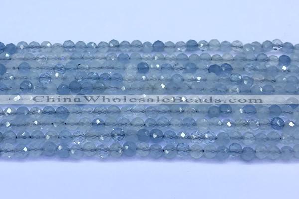 CAQ962 15 inches 4mm faceted round aquamarine beads