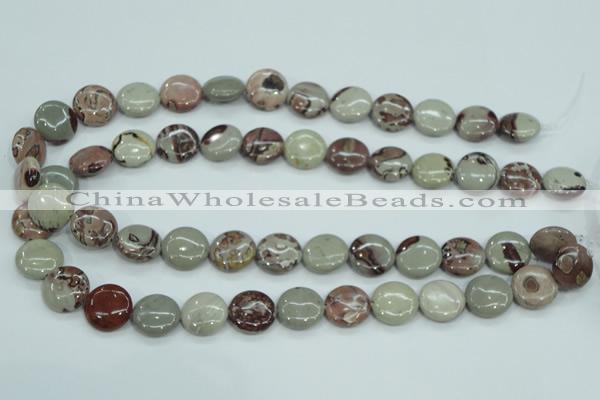 CAR32 15.5 inches 15mm flat round artistic jasper beads wholesale