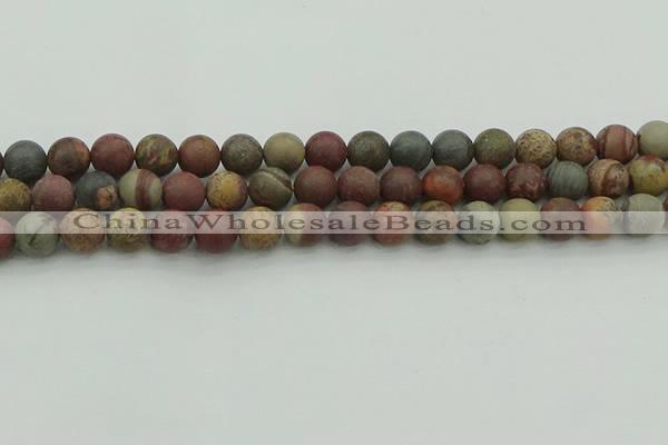 CAR362 15.5 inches 8mm round matte red artistic jasper beads