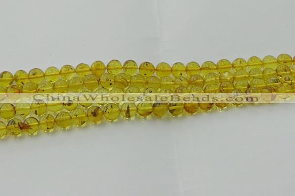 CAR522 15.5 inches 7mm - 8mm round natural amber beads wholesale