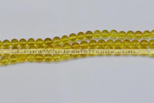 CAR557 15.5 inches 7mm - 8mm round natural amber beads wholesale