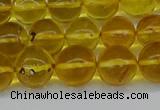 CAR564 15.5 inches 9mm - 10mm round natural amber beads wholesale