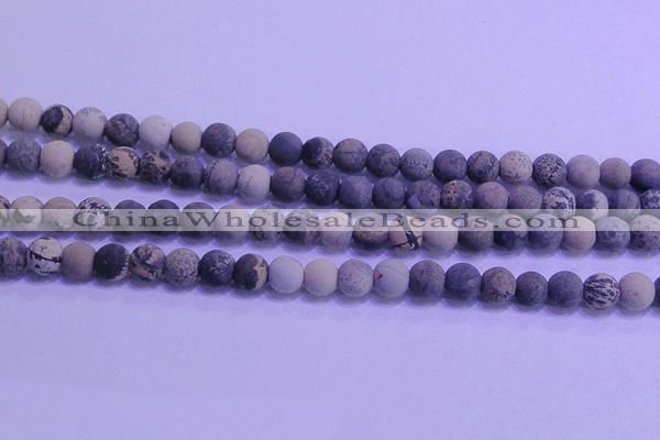 CAR62 15.5 inches 8mm round matte yellow artistic jasper beads