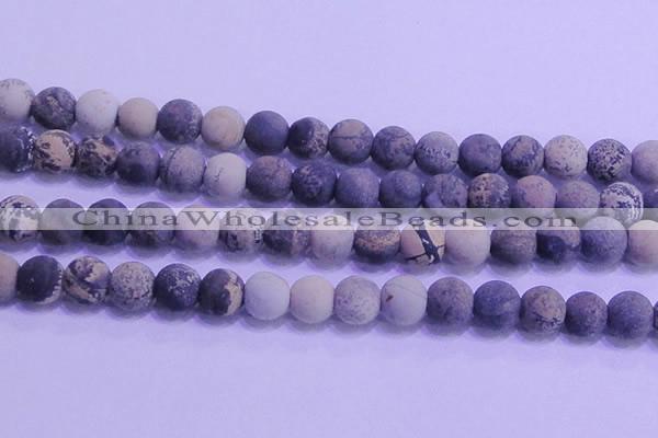 CAR65 15.5 inches 14mm round matte yellow artistic jasper beads